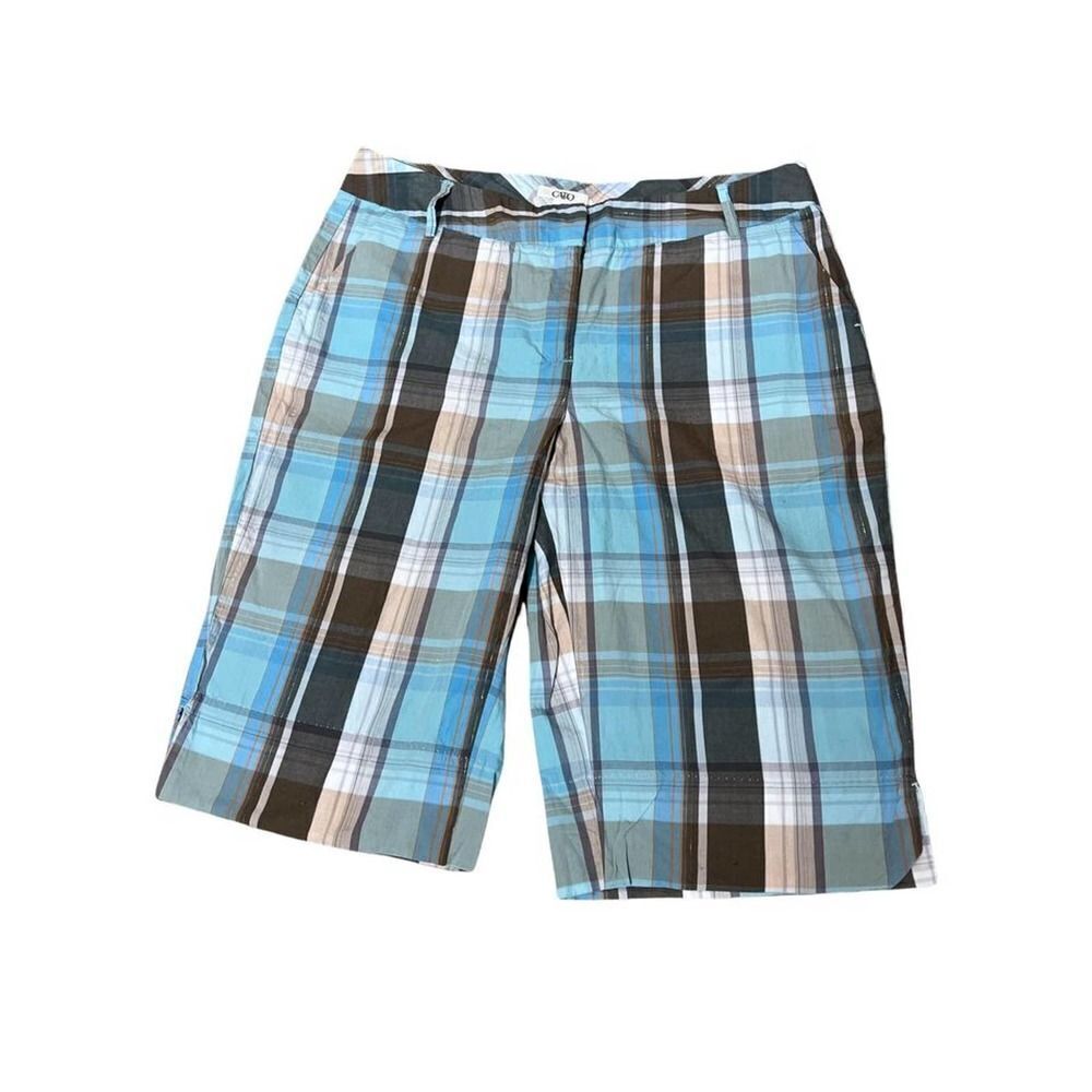Cato Womens Shorts Blue Plaid Sz 12